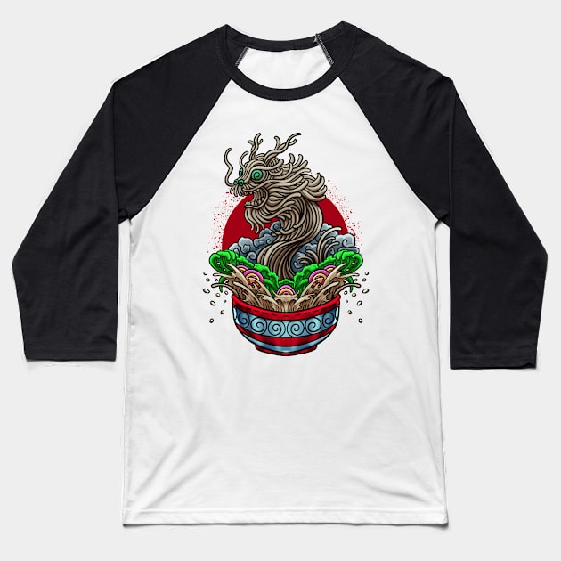 Ramen Dragon Kawaii Japanese Ramen Anime Noodles Soup Tee Baseball T-Shirt by Proficient Tees